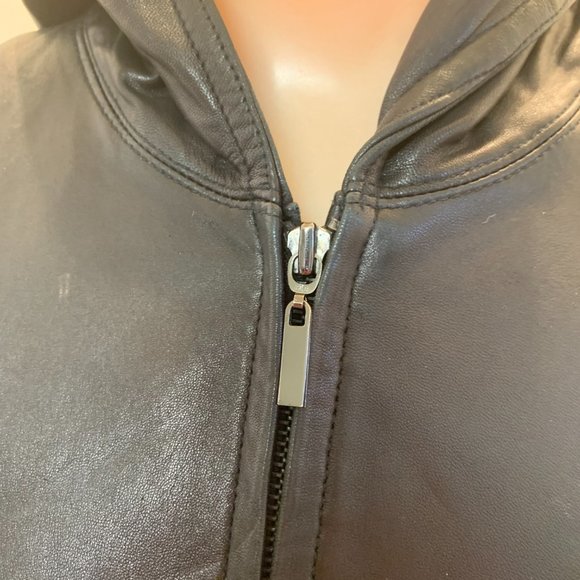 Vintage Winlit soft black leather hooded jacket pre owned size S - Picture 10 of 16